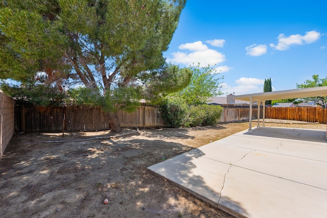 view of yard featuring a fenced backyard and a patio