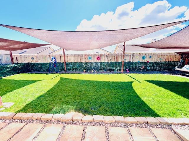 view of yard featuring a fenced backyard