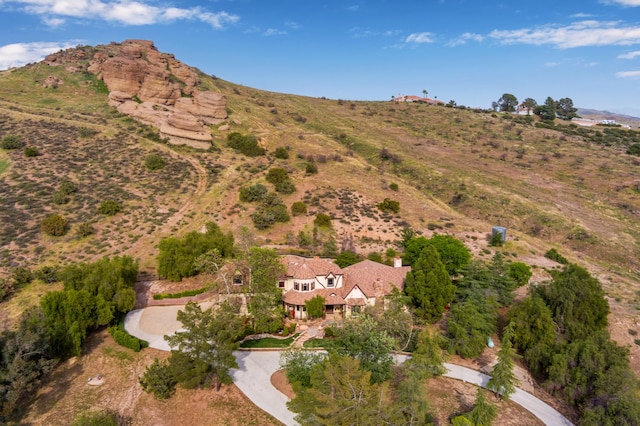 drone / aerial view with a mountain view