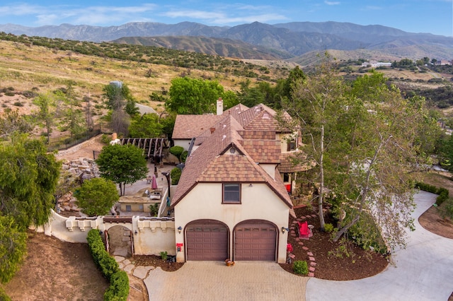 drone / aerial view with a mountain view
