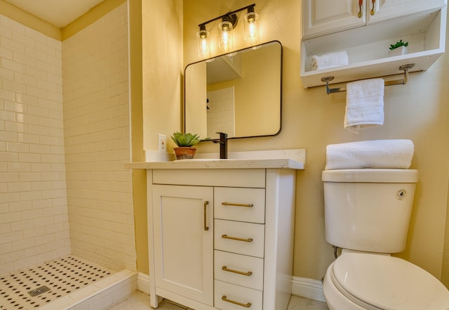 45209 Lorimer Ave, Lancaster, CA 93534 - bathroom featuring toilet, a shower stall, vanity, and baseboards