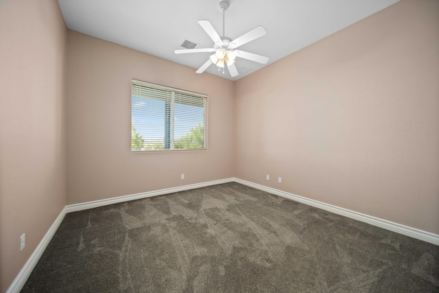 carpeted empty room with ceiling fan