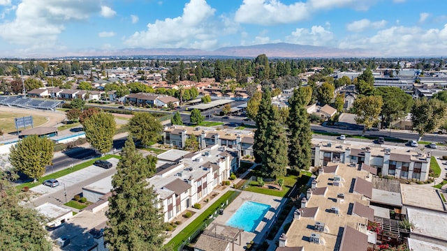 aerial view with a mountain view