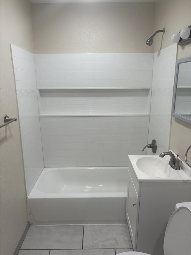 26920 Cote St, Boron, CA 93516 - full bath with tile patterned flooring, vanity, toilet, and bathing tub / shower combination