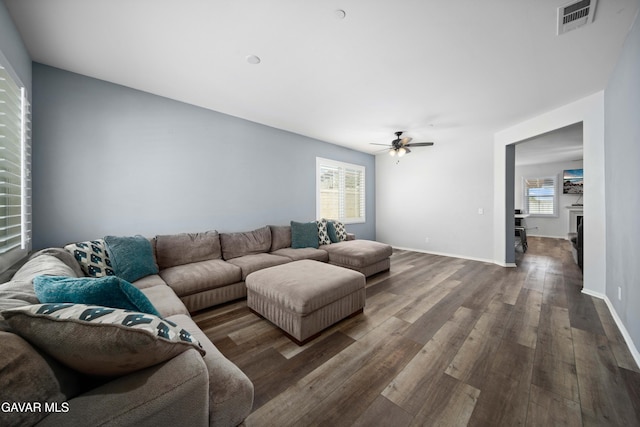 2038 Howard St, Rosamond, CA 93560 - living room with wood finished floors and ceiling fan