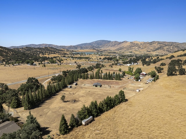 aerial view with a mountain view and a rural view