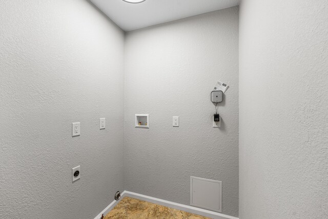 laundry room with washer hookup, laundry area, baseboards, and electric dryer hookup