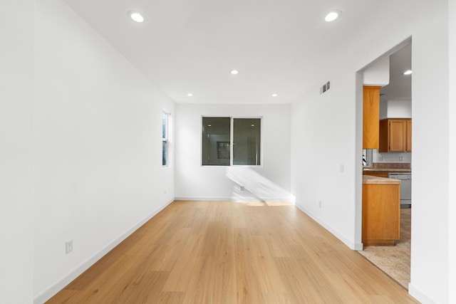 interior space with light hardwood / wood-style flooring