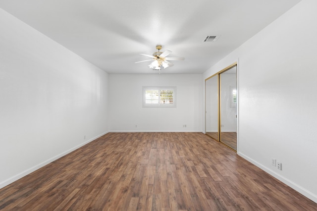 40836 W 36th St, Palmdale, CA 93551 - unfurnished bedroom with wood finished floors, a closet, and ceiling fan