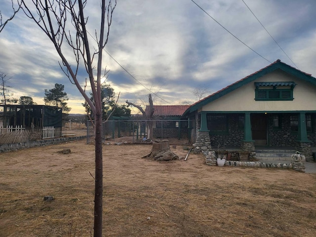 view of yard featuring fence