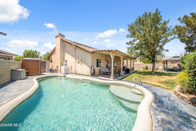 43432 Bale Ct, Lancaster, CA 93535 - view of pool featuring a patio, a fenced backyard, and a gazebo