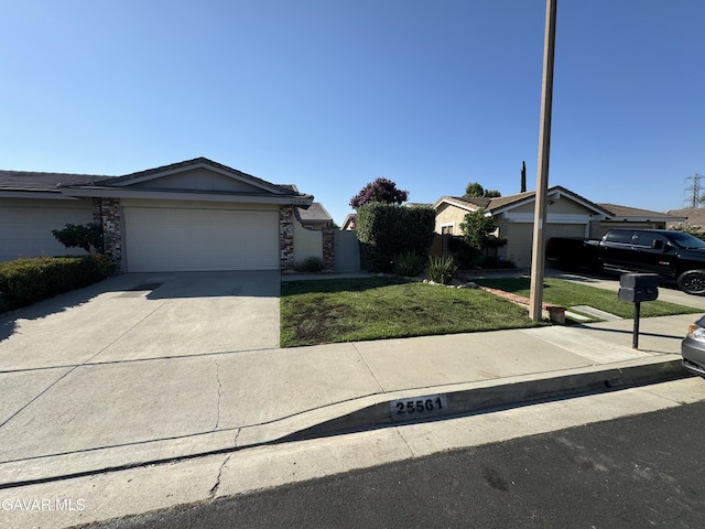 25561 Alicante Dr, Santa Clarita, CA 91355 - view of front of house with driveway, a front lawn, and an attached garage