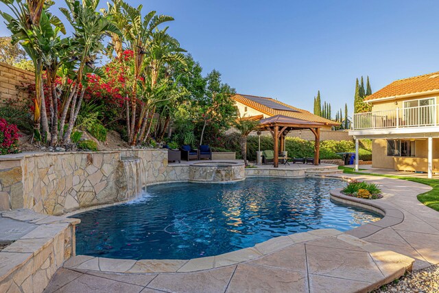 28367 Mount Stephen Ave, Santa Clarita, CA 91387 - view of swimming pool with a gazebo, a patio, and a pool with connected hot tub
