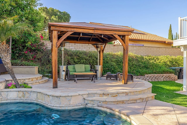 28367 Mount Stephen Ave, Santa Clarita, CA 91387 - swimming pool with a gazebo, a patio area, and an outdoor living space