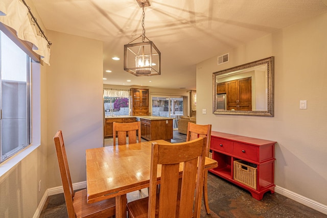 28367 Mount Stephen Ave, Santa Clarita, CA 91387 - dining area featuring baseboards, a chandelier, and recessed lighting