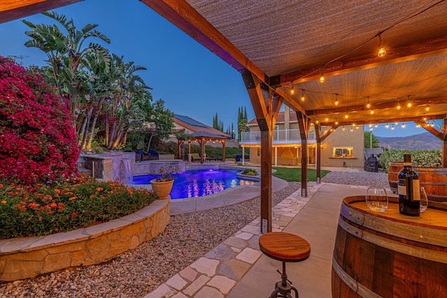 28367 Mount Stephen Ave, Santa Clarita, CA 91387 - view of patio featuring a gazebo, an in-ground hot tub, and an outdoor pool