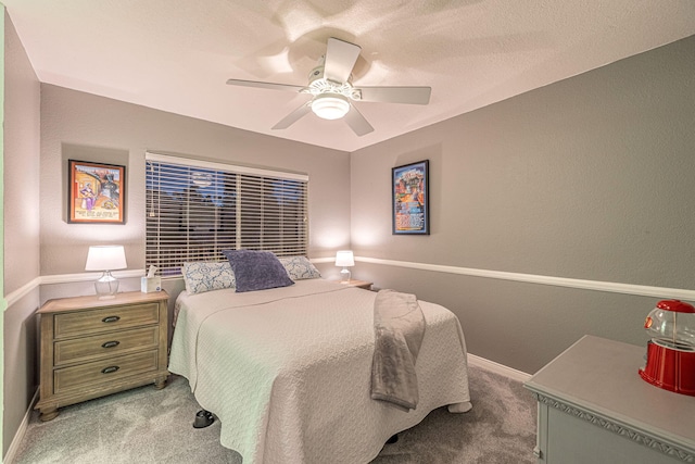28367 Mount Stephen Ave, Santa Clarita, CA 91387 - bedroom with baseboards, carpet, ceiling fan, and a textured wall