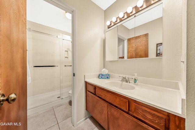 1037 Herzel Ave, Lancaster, CA 93535 - bathroom featuring vanity, a stall shower, and tile patterned flooring