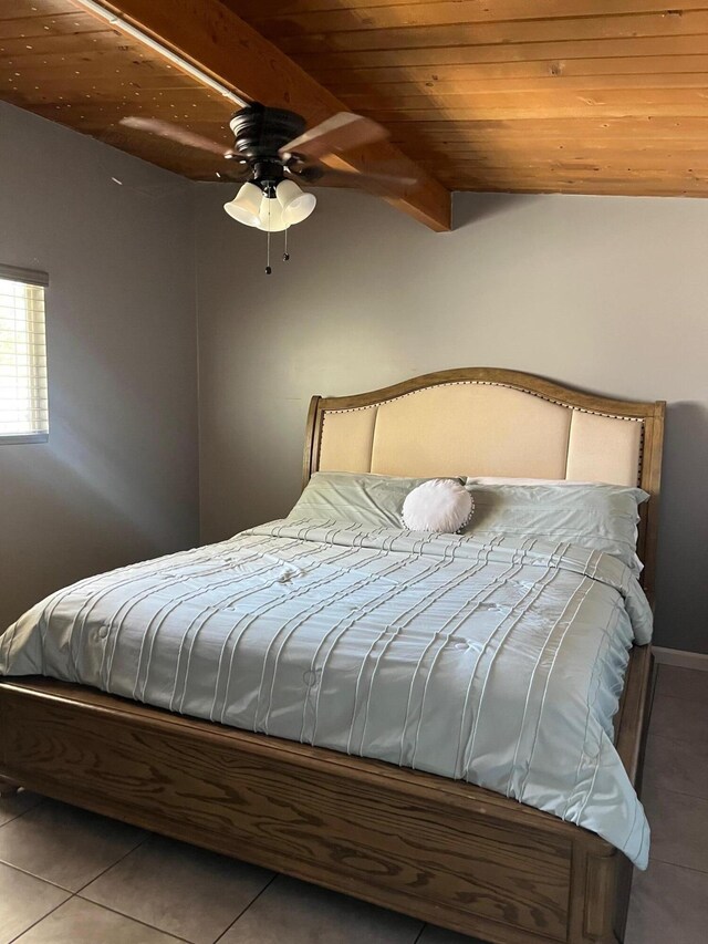3354 Arthur Ave, Mojave, CA 93501 - tiled bedroom with wooden ceiling and lofted ceiling