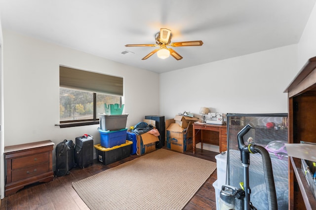 storage area with ceiling fan