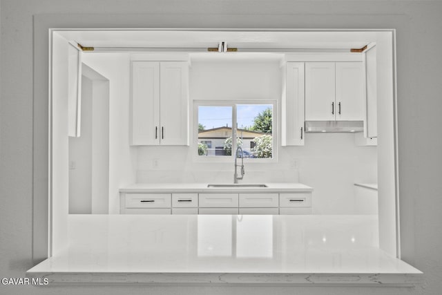 35114 E 82nd St Unit E, Littlerock, CA 93543 - kitchen featuring white cabinetry and under cabinet range hood