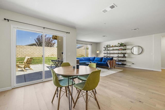 dining room featuring light hardwood / wood-style flooring