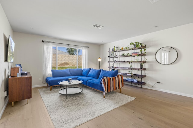 living room with light wood-type flooring