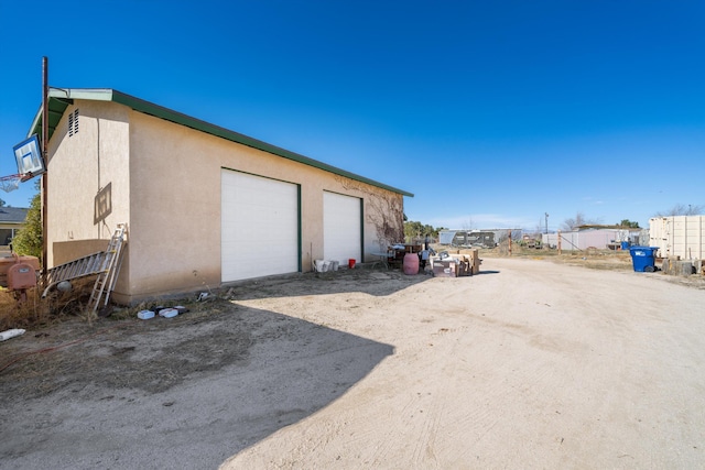 view of detached garage