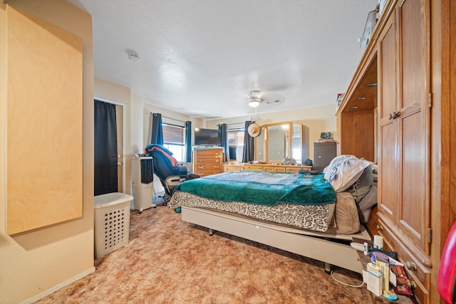 bedroom featuring light carpet