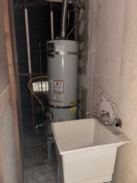 19 E 21st St, Tracy, CA 95376 - utility room with secured water heater and a sink