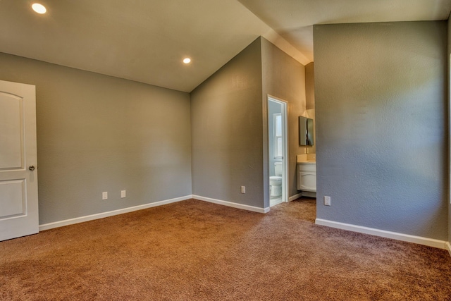 1236 Marion Ave, Lancaster, CA 93535 - carpeted empty room with lofted ceiling, baseboards, and recessed lighting