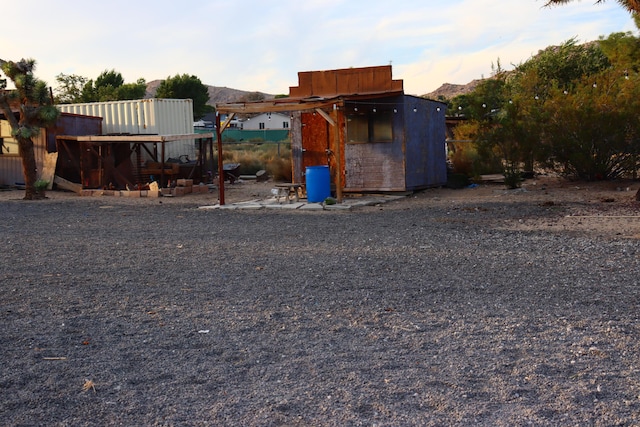 exterior space with a mountain view