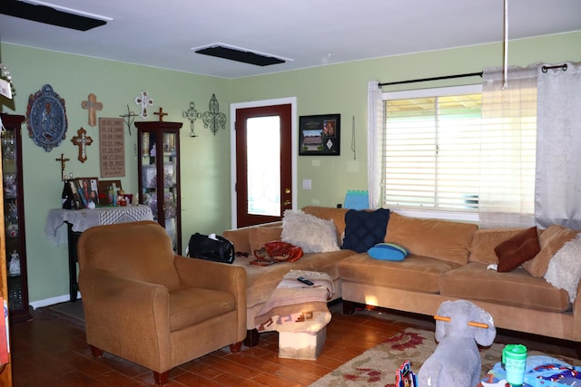 living room featuring plenty of natural light