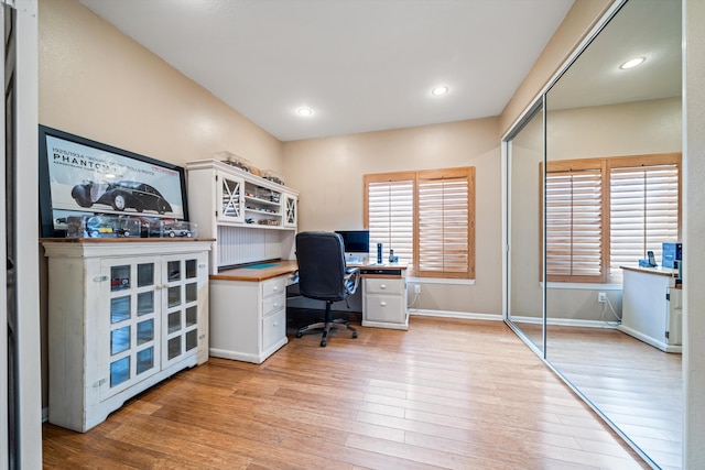 office featuring plenty of natural light and light wood-type flooring