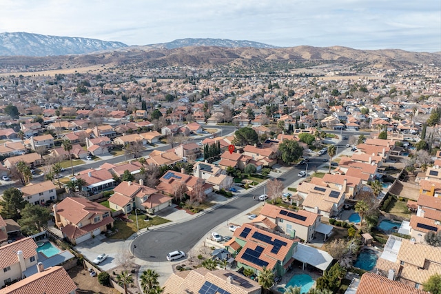 drone / aerial view with a mountain view