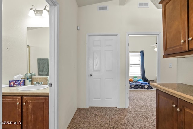 18909 Cheyenne Ave, Tehachapi, CA 93561 - hall featuring carpet flooring and lofted ceiling