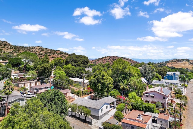 aerial view with a mountain view