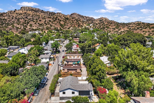 bird's eye view with a mountain view