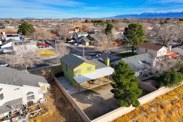 aerial view with a residential view and a mountain view