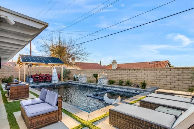 view of pool featuring pool water feature and an outdoor hangout area