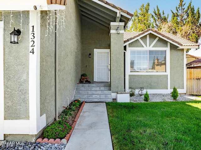 1324 Windermere Ct, Palmdale, CA 93551 - doorway to property with stucco siding and a tile roof