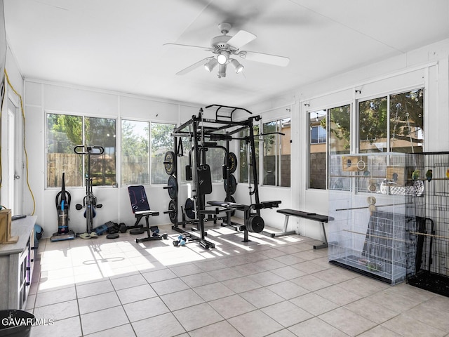 1324 Windermere Ct, Palmdale, CA 93551 - workout room featuring tile patterned floors and a ceiling fan