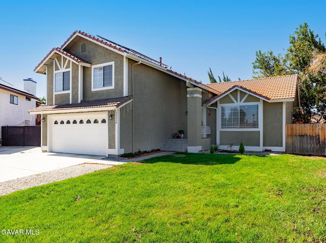 1324 Windermere Ct, Palmdale, CA 93551 - view of front of home with stucco siding, a tile roof, an attached garage, and concrete driveway