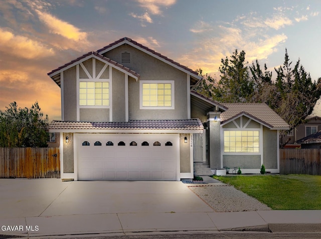 1324 Windermere Ct, Palmdale, CA 93551 - view of front facade with stucco siding, a tile roof, and concrete driveway