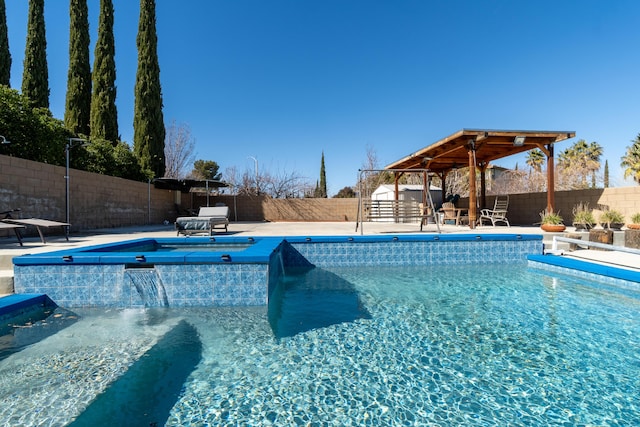40947 Ridgegate Ln, Palmdale, CA 93551 - view of pool featuring a fenced backyard, an outbuilding, a fenced in pool, and a storage unit