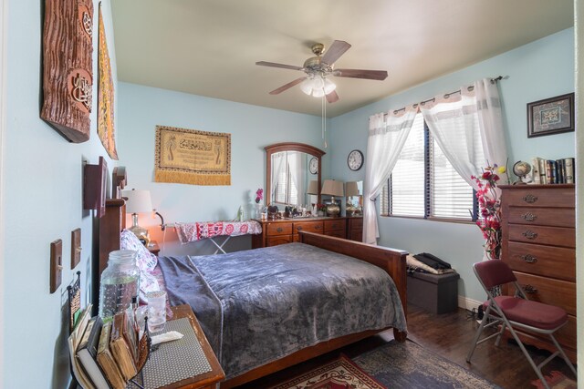40947 Ridgegate Ln, Palmdale, CA 93551 - bedroom featuring baseboards, a ceiling fan, and wood finished floors