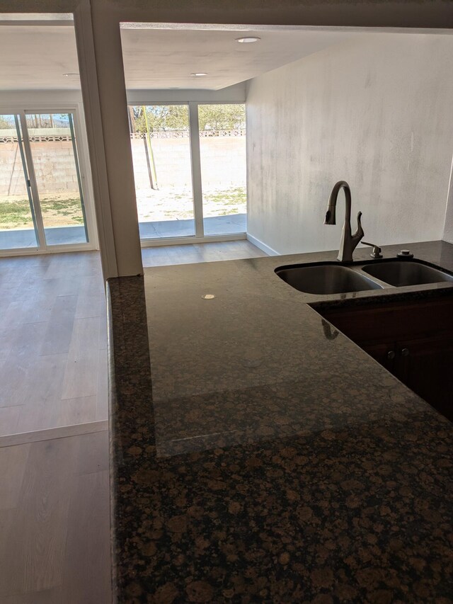 kitchen with a sink and wood finished floors