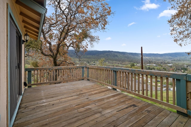 deck with a mountain view