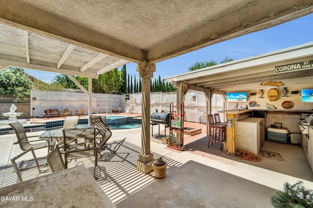 3628 Marilynn St, Lancaster, CA 93536 - fenced backyard with a pool with connected hot tub and a patio