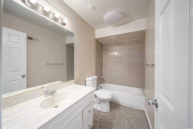 1510 W Newgrove St, Lancaster, CA 93534 - bathroom featuring vanity, toilet, shower / washtub combination, and tile patterned floors